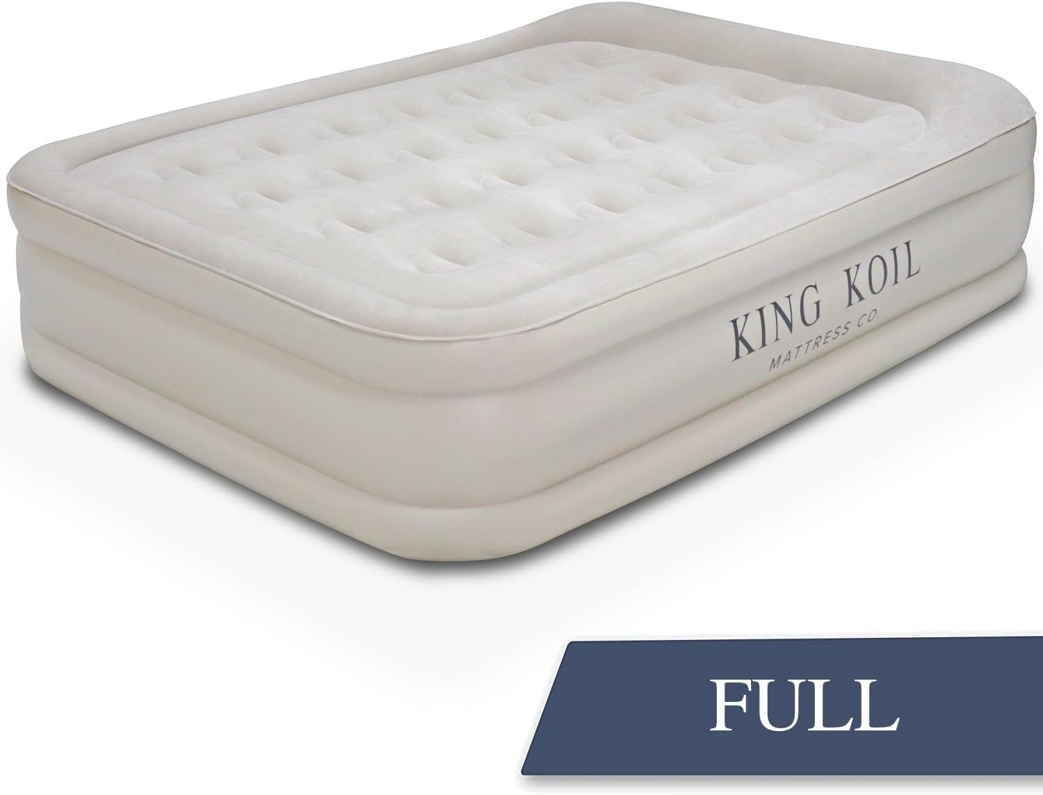 King Koil Beige 20in Full Size Raised Air Mattress with Built-in Pump