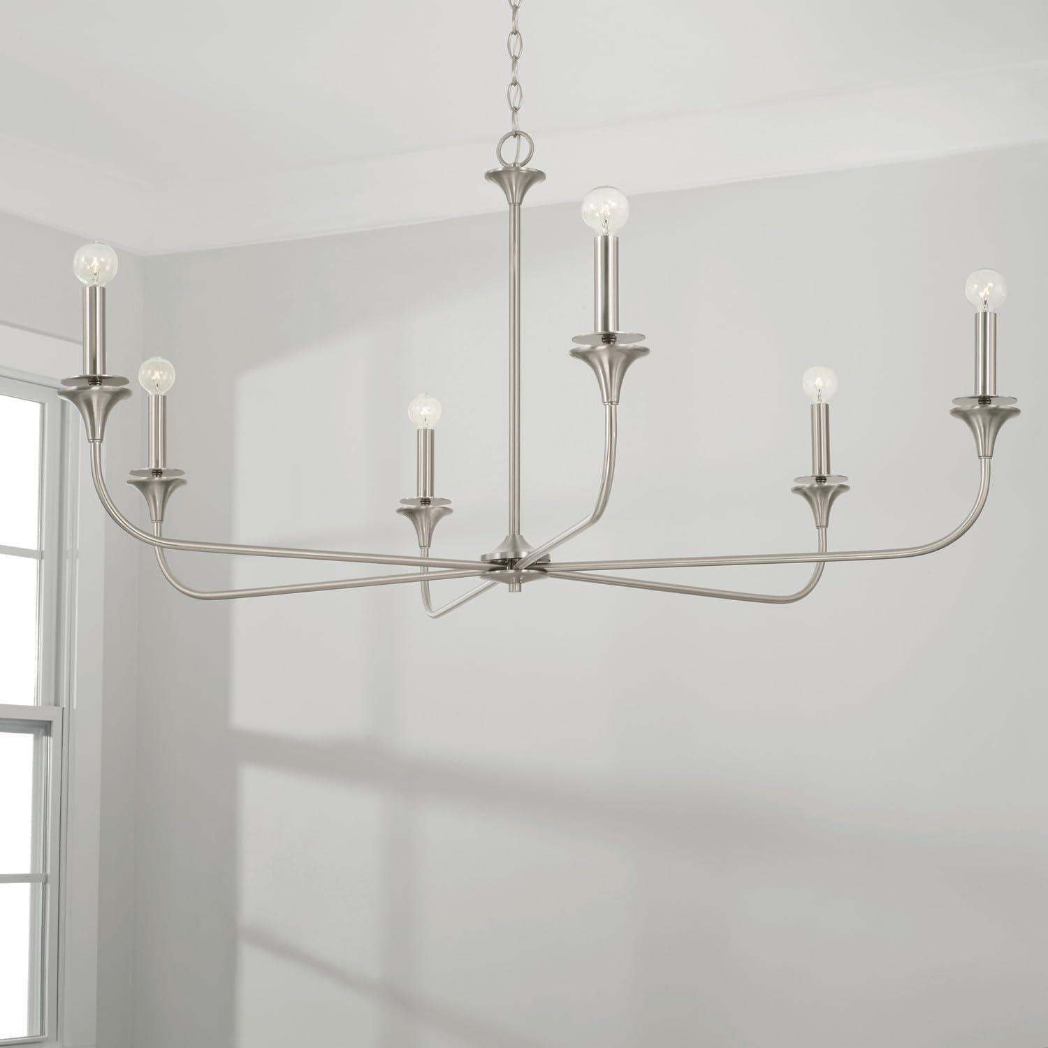 Aged Brass 49" Wide 6-Light Candle Style Chandelier