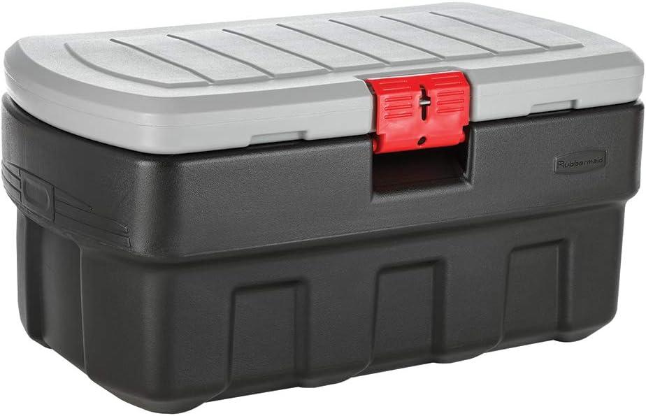 Rubbermaid Black Action Packer Lockable Latch Indoor and Outdoor Storage Box Container for Home, Garage, Backyard