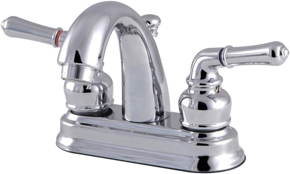 Kingston Brass Kingston Brass Naples Two-Handle 3-Hole Deck Mount 4" Centerset Bathroom Faucet with Plastic Pop-Up FB5615NML