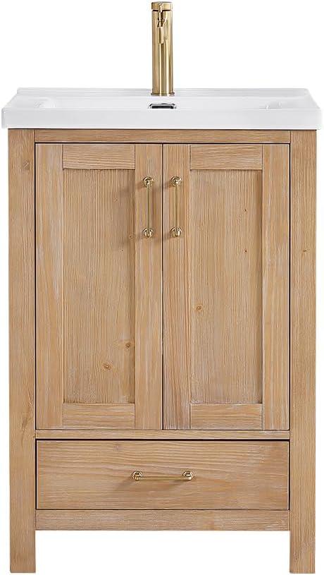 Gela 23.6'' Free-standing Single Bathroom Vanity with Ceramic Vanity Top