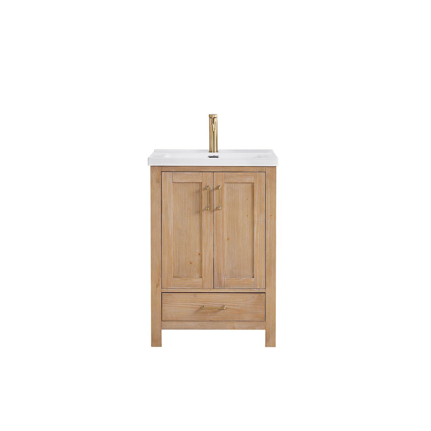 Gela 23.6'' Free-standing Single Bathroom Vanity with Ceramic Vanity Top
