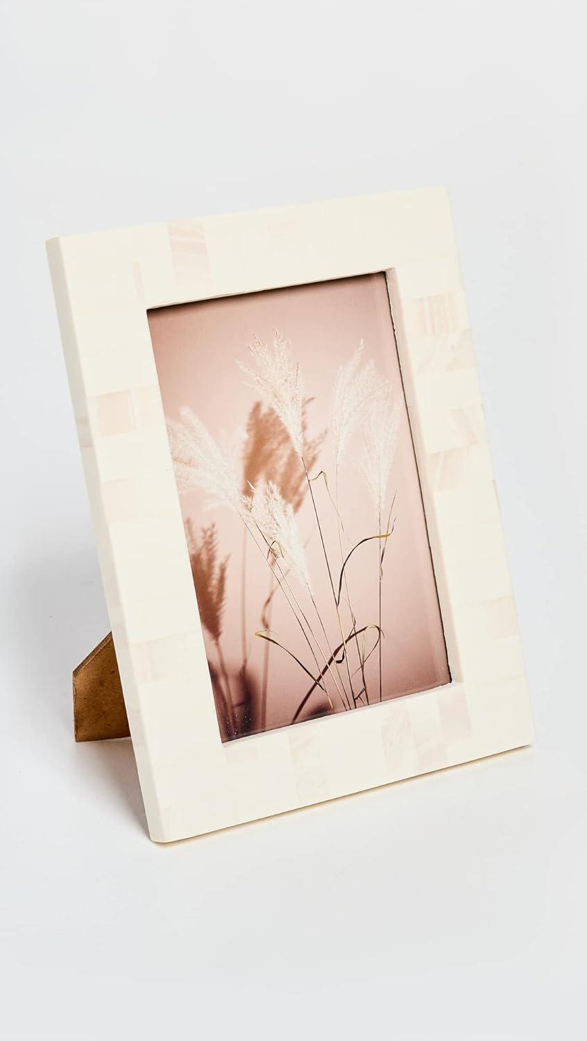 White Resin and Brass 5x7 Photo Frame