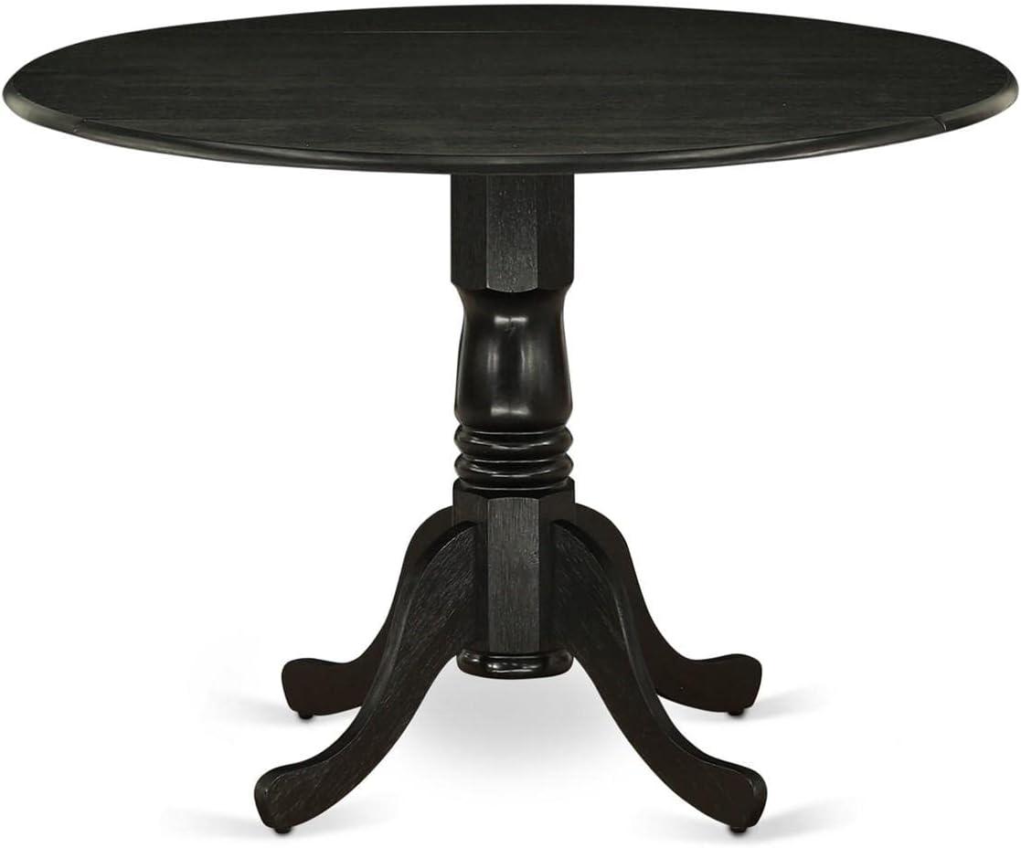 East West Furniture Dublin Wood Dining Table with Pedestal Legs in Black