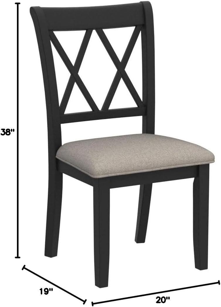 Windvale Fabric Upholstered Dining Chair in Black(Set of 2)