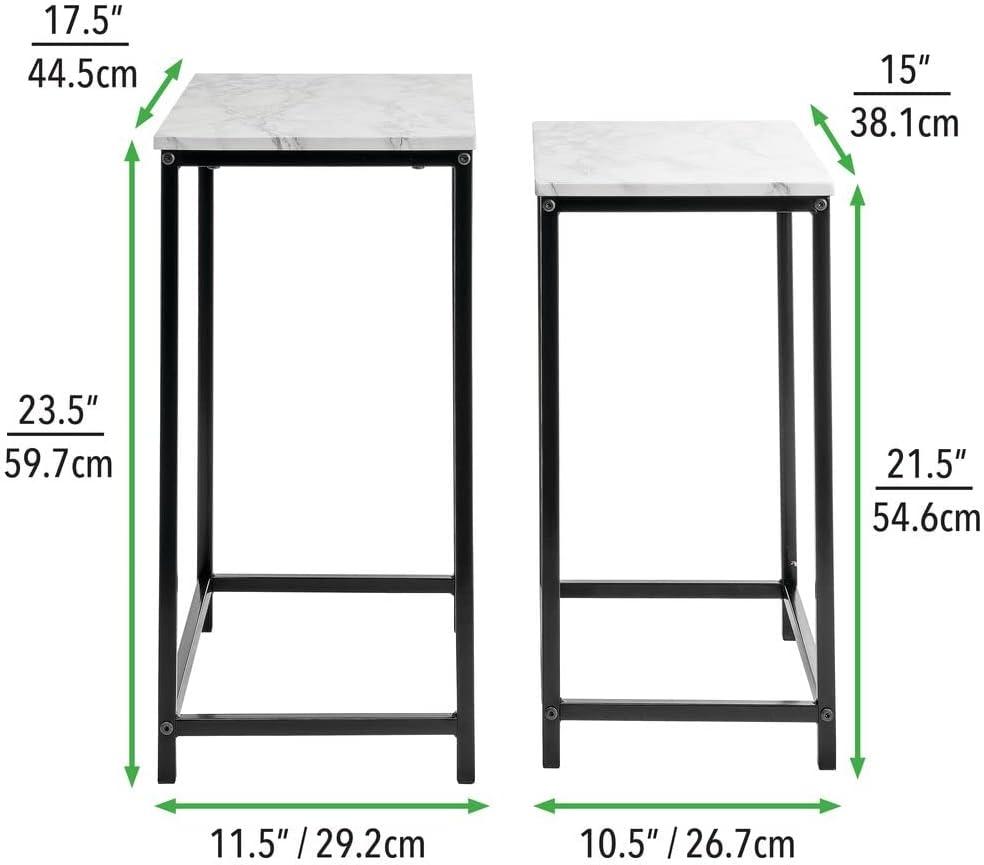 mDesign Modern Home Decor, Metal Wood End Table