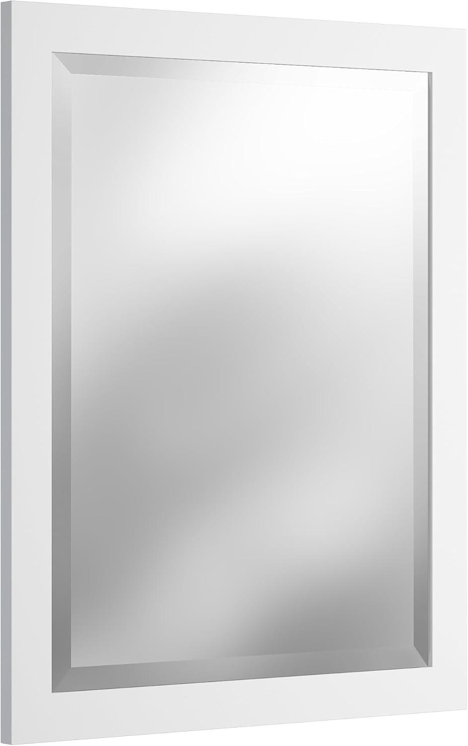 Alaterre Furniture 24" Beveled Bath Vanity Mirror, White