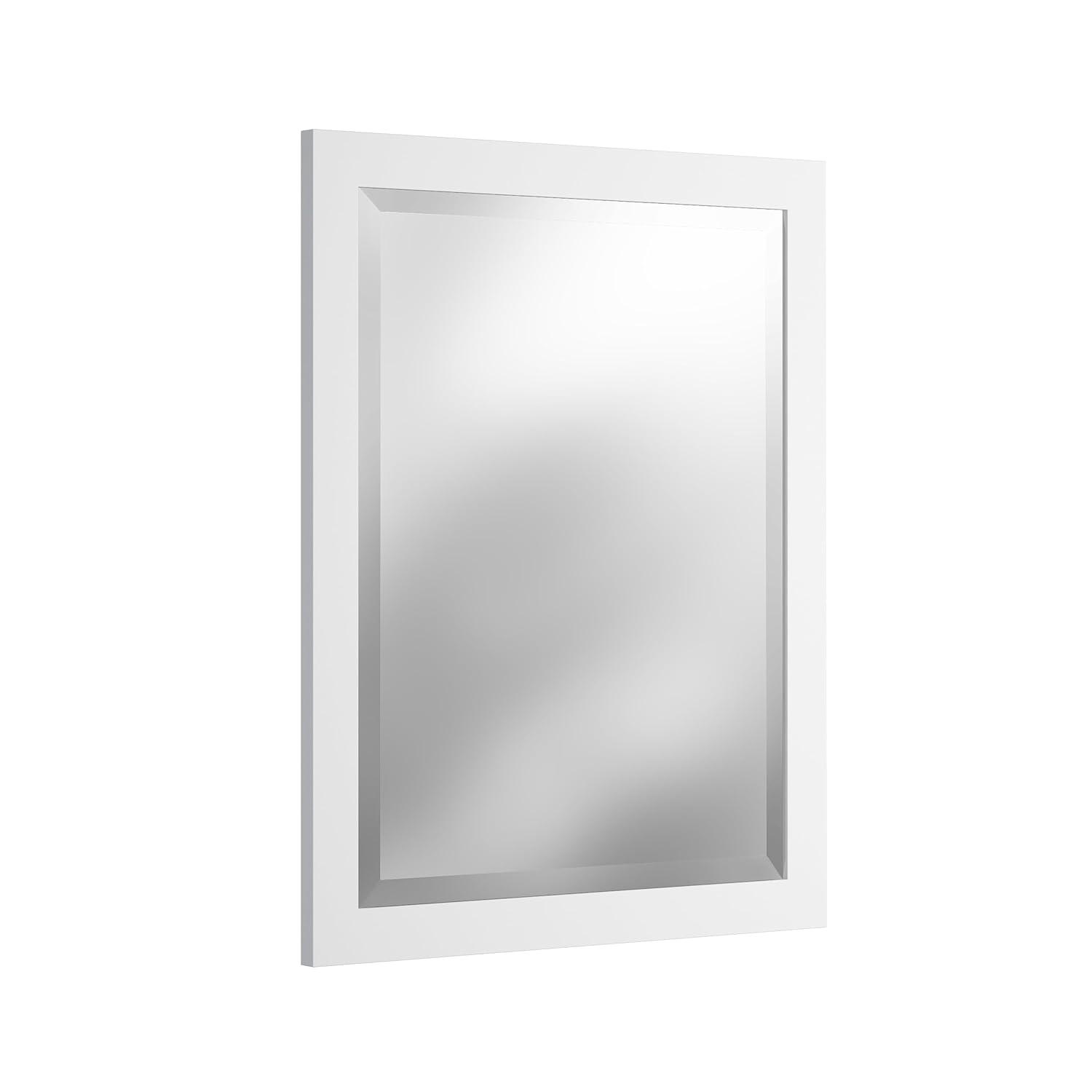 Alaterre Furniture 24" Beveled Bath Vanity Mirror, White