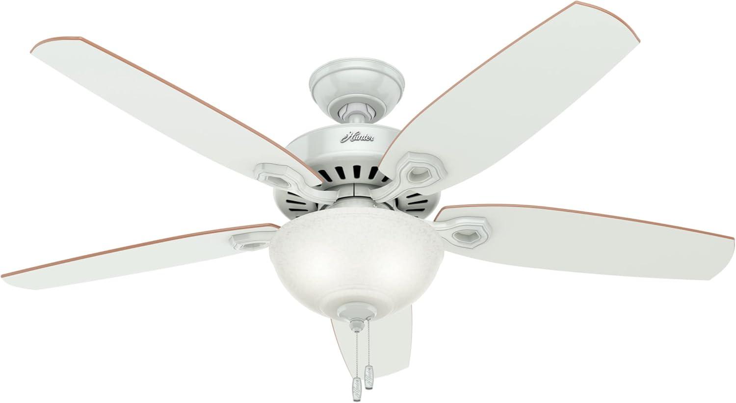 Hunter Fan 52" Builder Deluxe 5 - Blade Standard Ceiling Fan with Pull Chain and Light Kit Included