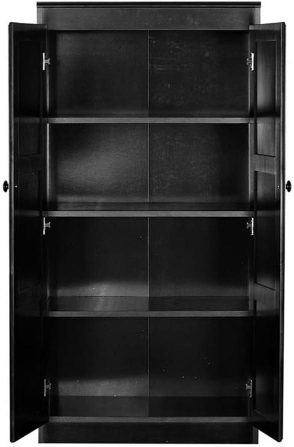 Traditional 60" Wood Storage Cabinet with 4-Shelves in Espresso