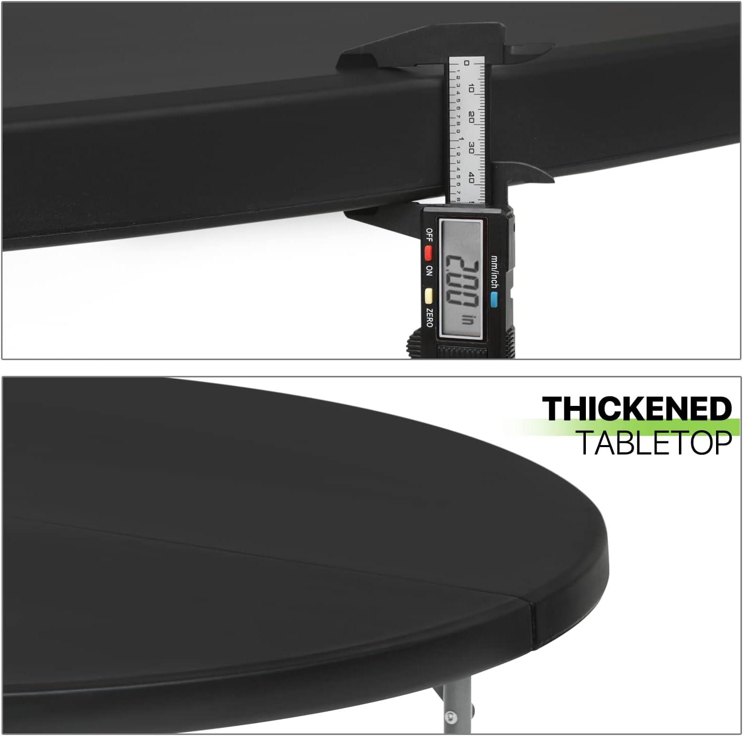 Magshion 5.5Ft Round Folding Table Portable Plastic Table With Handle Foldable Banquet Table For Dining Camping And Picnics
