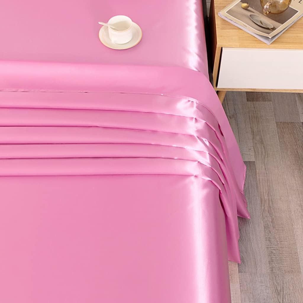 Homiest 4pcs Satin Sheets Set Luxury Silky Satin Bedding Set with Deep Pocket, 1 Fitted Sheet + 1 Flat Sheet + 2 Pillowcases (Queen Size, Blush Pink)