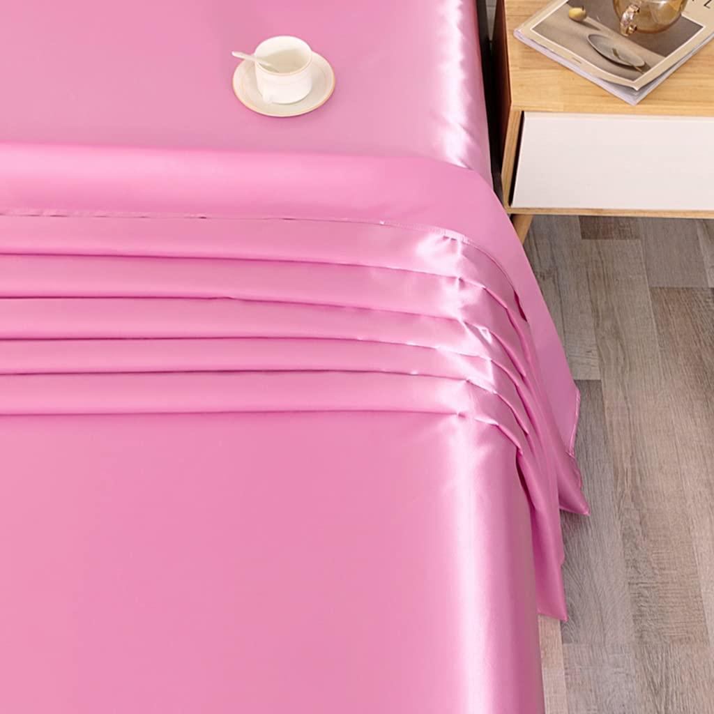 Homiest 4pcs Satin Sheets Set Luxury Silky Satin Bedding Set with Deep Pocket, 1 Fitted Sheet + 1 Flat Sheet + 2 Pillowcases (Queen Size, Blush Pink)