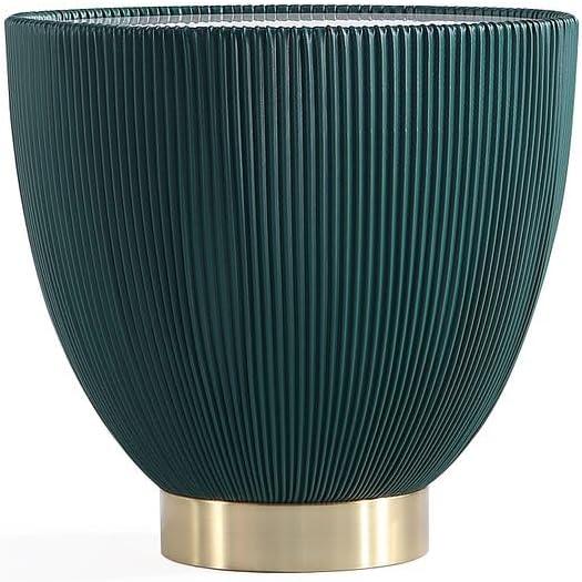 Manhattan Comfort Anderson Modern Leatherette Upholstered End Table with Ceramic Faux Marble Tabletop Green