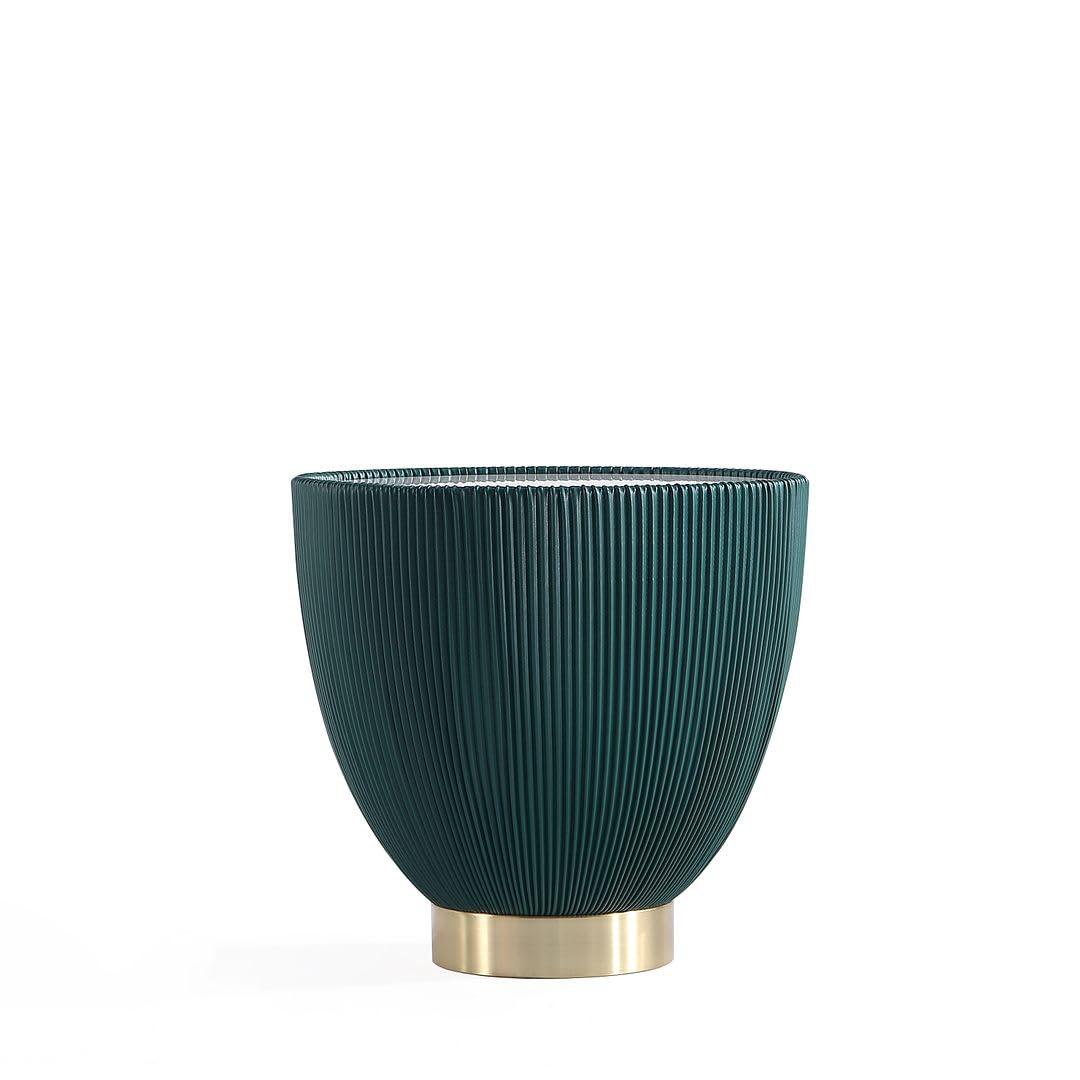 Manhattan Comfort Anderson Modern Leatherette Upholstered End Table with Ceramic Faux Marble Tabletop Green