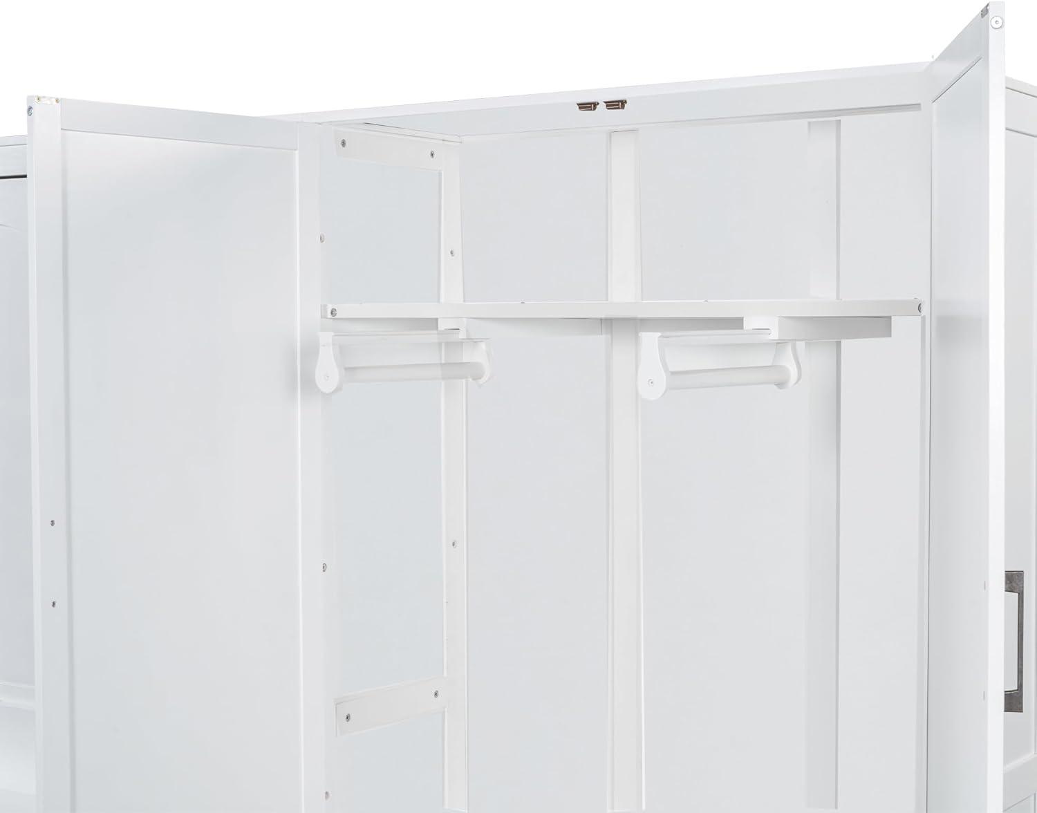 Murphy Bed with Closet and Wardrobe, Versatile Wall Bed, Foldable Murphy Cabinet, Queen Size, White