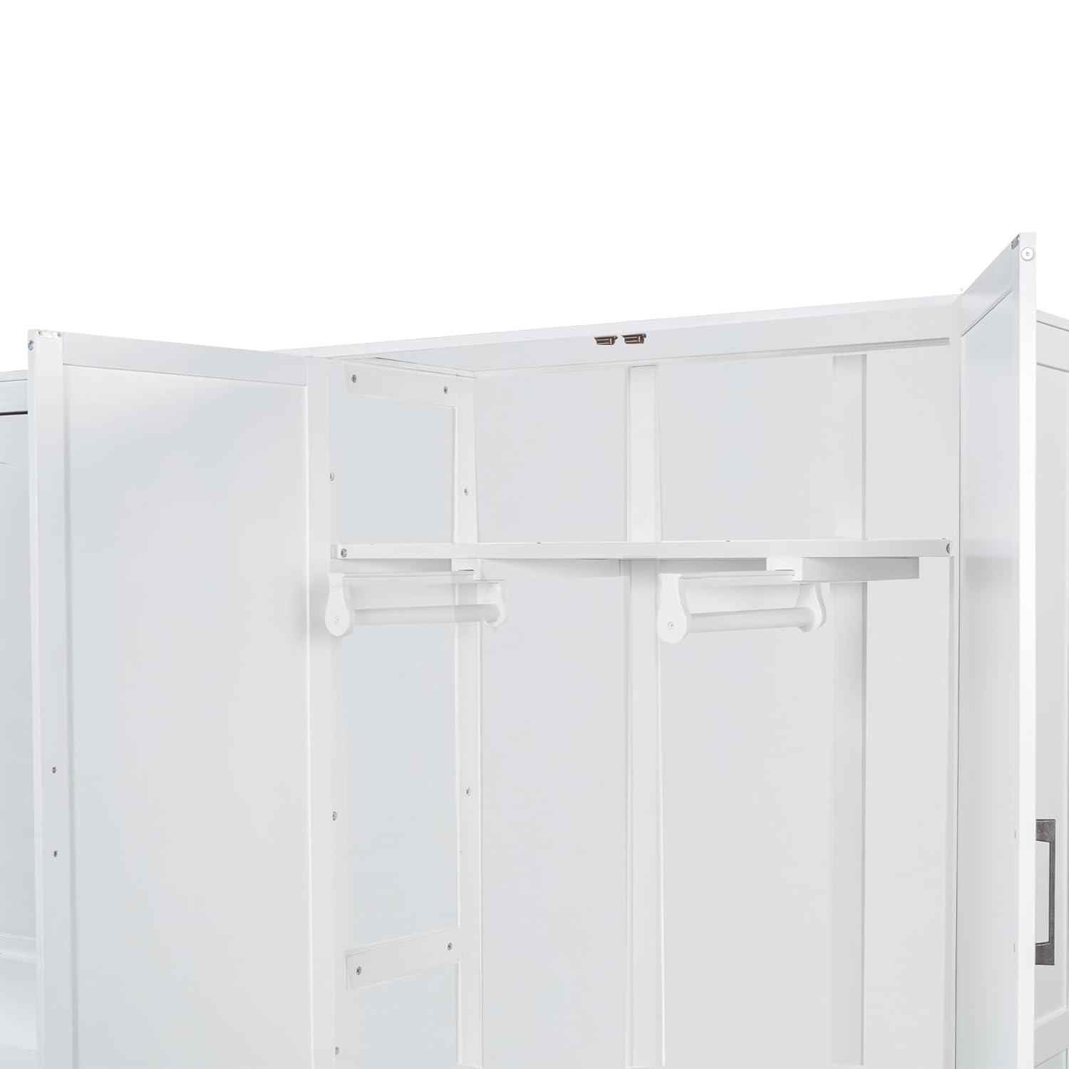 Murphy Bed with Closet and Wardrobe, Versatile Wall Bed, Foldable Murphy Cabinet, Queen Size, White