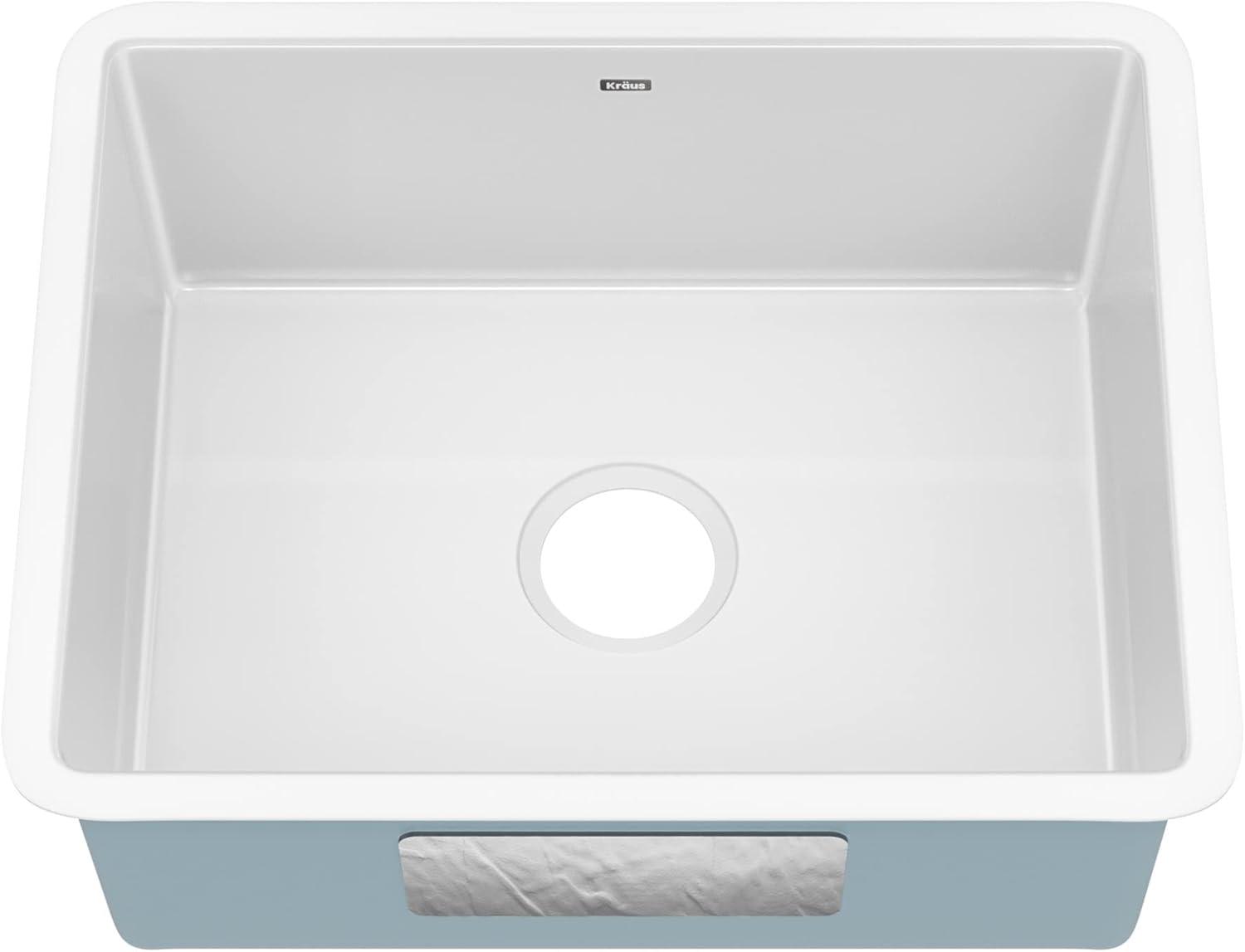 Undermount Porcelain Enameled Steel Single Bowl Kitchen Sink in White