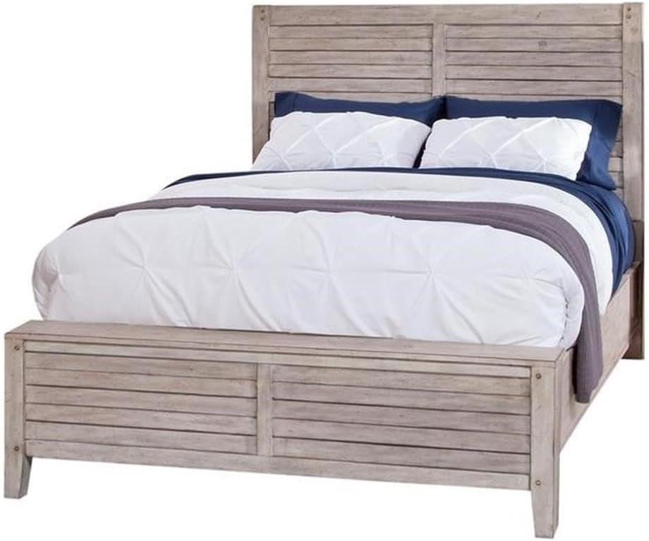 American Woodcrafters Aurora White-washed Wood King Double Panel Bed