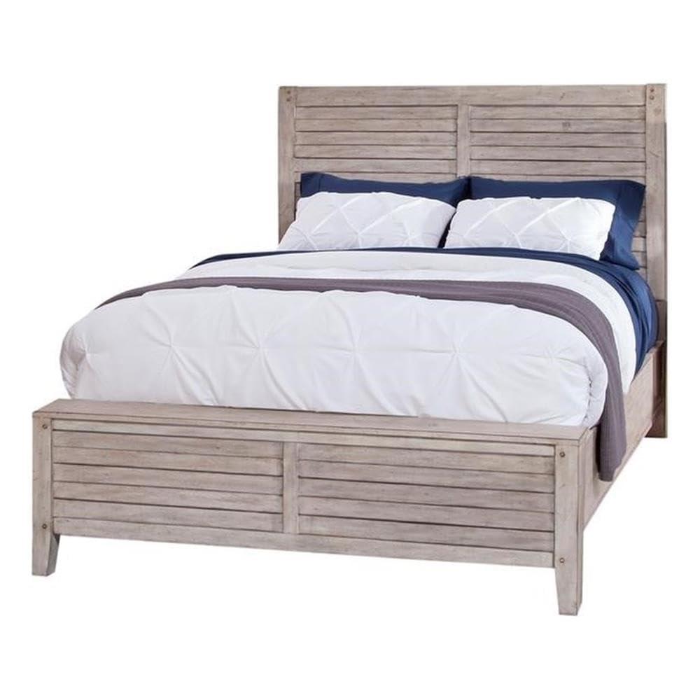 American Woodcrafters Aurora White-washed Wood King Double Panel Bed