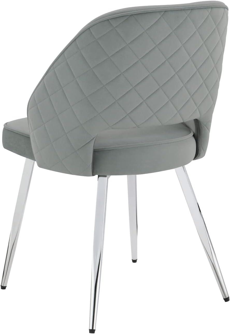 Gray Velvet Upholstered Side Chair with Chrome Legs