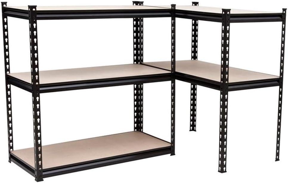 King's Rack 5-Tier Metal Boltless Storage Shelving in Black/Wooden