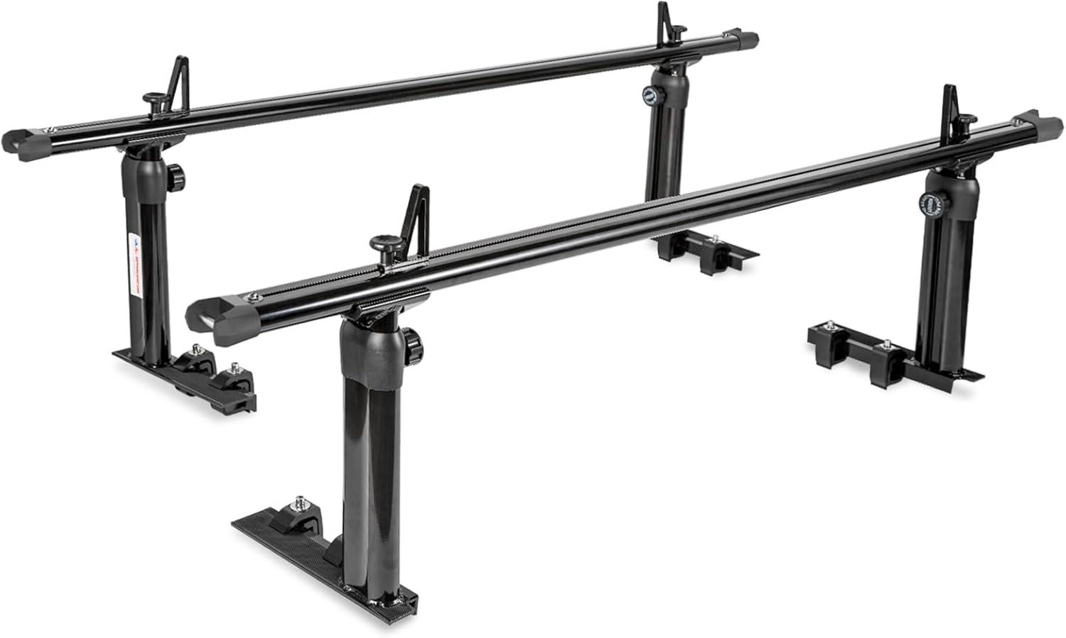 Black Aluminum Height-Adjustable Truck Bed Rack with Load Stops