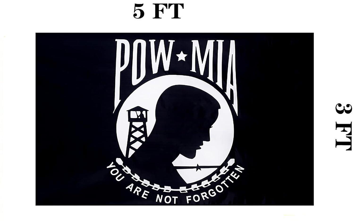 POW MIA 3x5 Nylon Flag - Double Sided and Embroidered - All Weather, Durable, Outdoor Nylon Flag - Front Line Flags