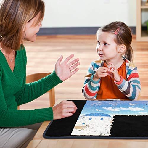 Becko US Jigsaw Puzzle Board Portable Puzzle Mat for Puzzles Storage Saver, Non-Slip Surface, Sturdy and Movable, Up to 1000 Pieces (Blue/Black)