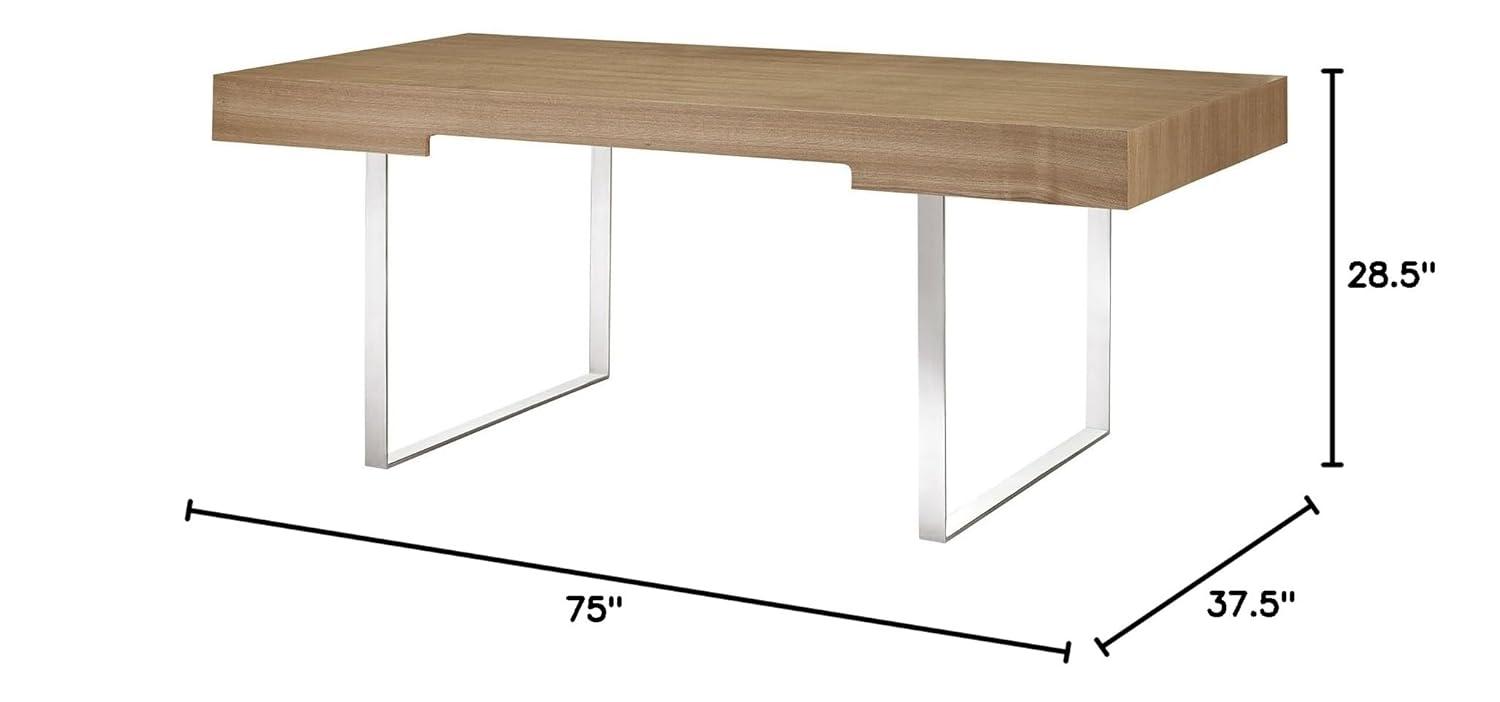 Modway Tinker Modern Stainless Steel & Wood Office Desk in Walnut