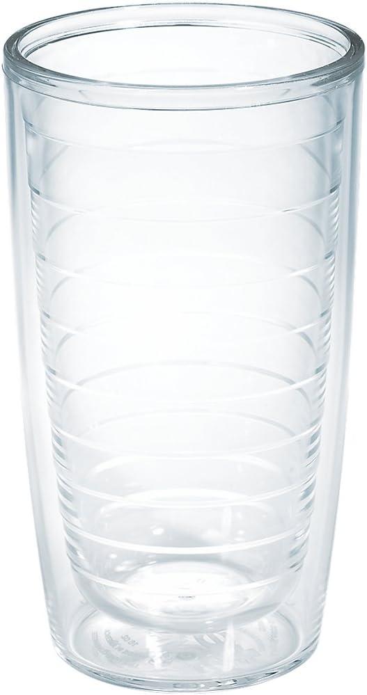 Tervis Clear & Colorful Tabletop Made in USA Double Walled Insulated Tumbler Travel Cup Keeps Drinks Cold & Hot, 16oz, Clear