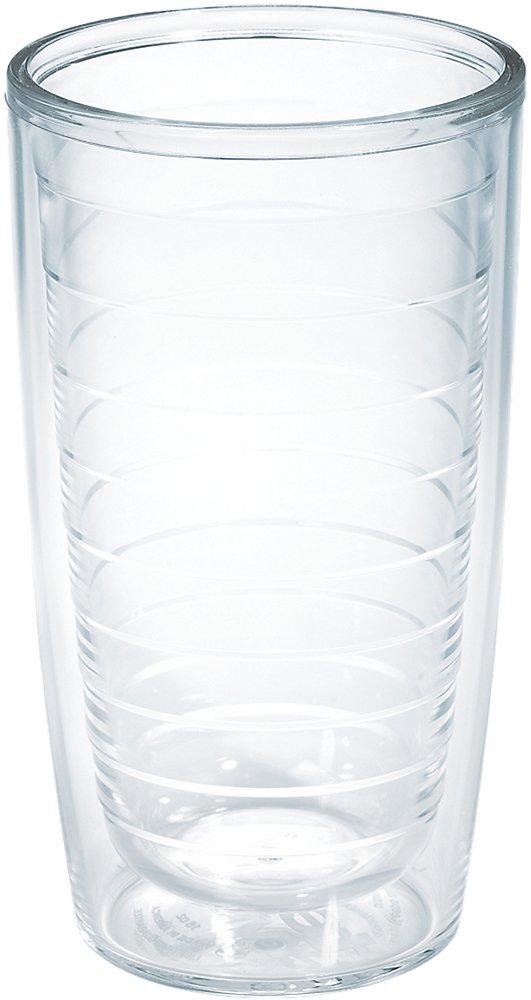Tervis Clear & Colorful Tabletop Made in USA Double Walled Insulated Tumbler Travel Cup Keeps Drinks Cold & Hot, 16oz, Clear