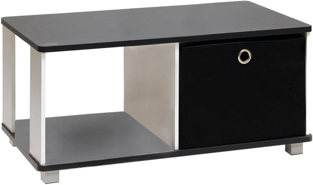 Furinno 99954BK/BK Coffee Table with Bin Drawer, Black