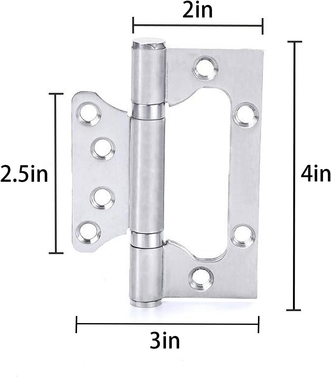 4x3 Inch Stainless Steel Non-Mortise Door Hinges, 6 Pack