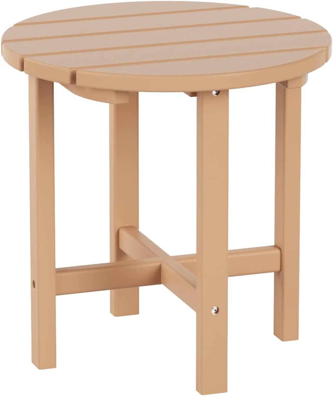 WestinTrends All-Weather Outdoor Patio Round Poly Adirondack Side Table, Teak