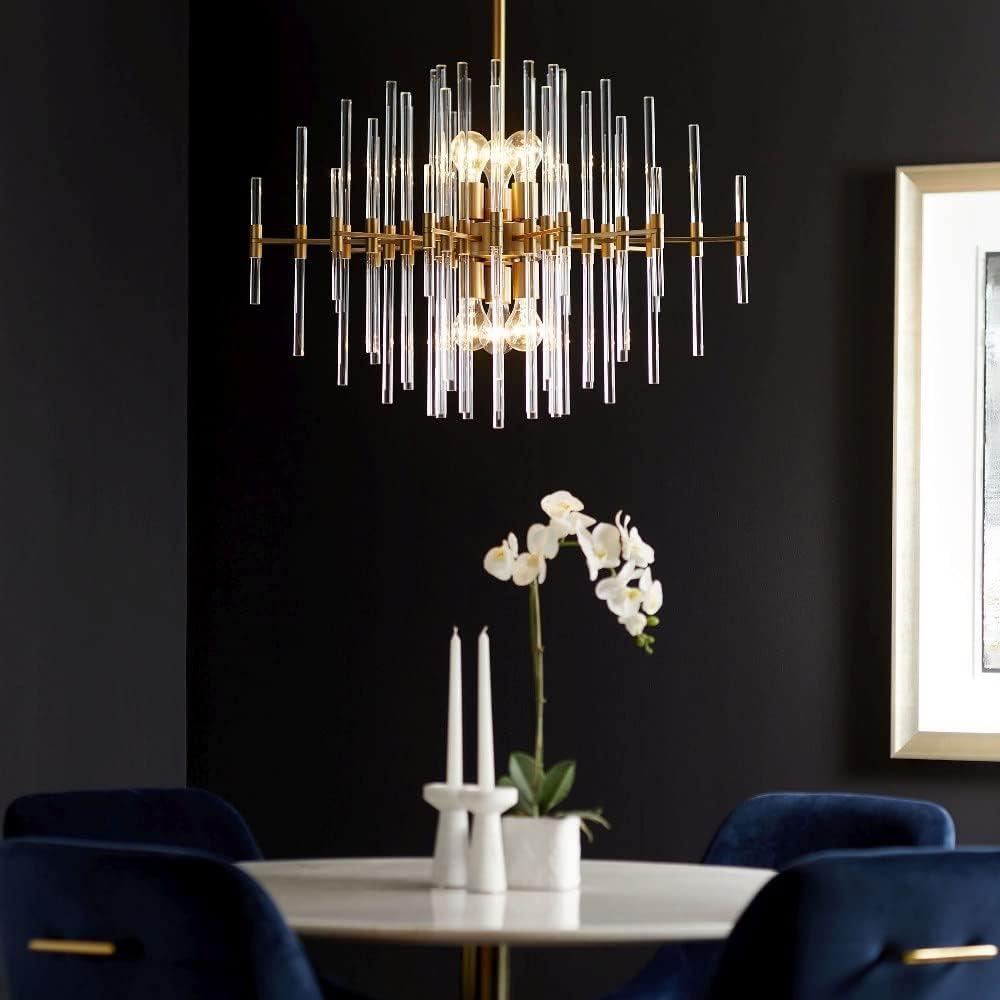 Aged Brass and Glass Contemporary Pendant Light