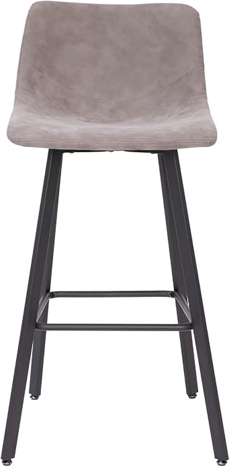Flash Furniture Set of 2 Commercial Indoor Armless Iron Barstools - Gray LeatherSoft