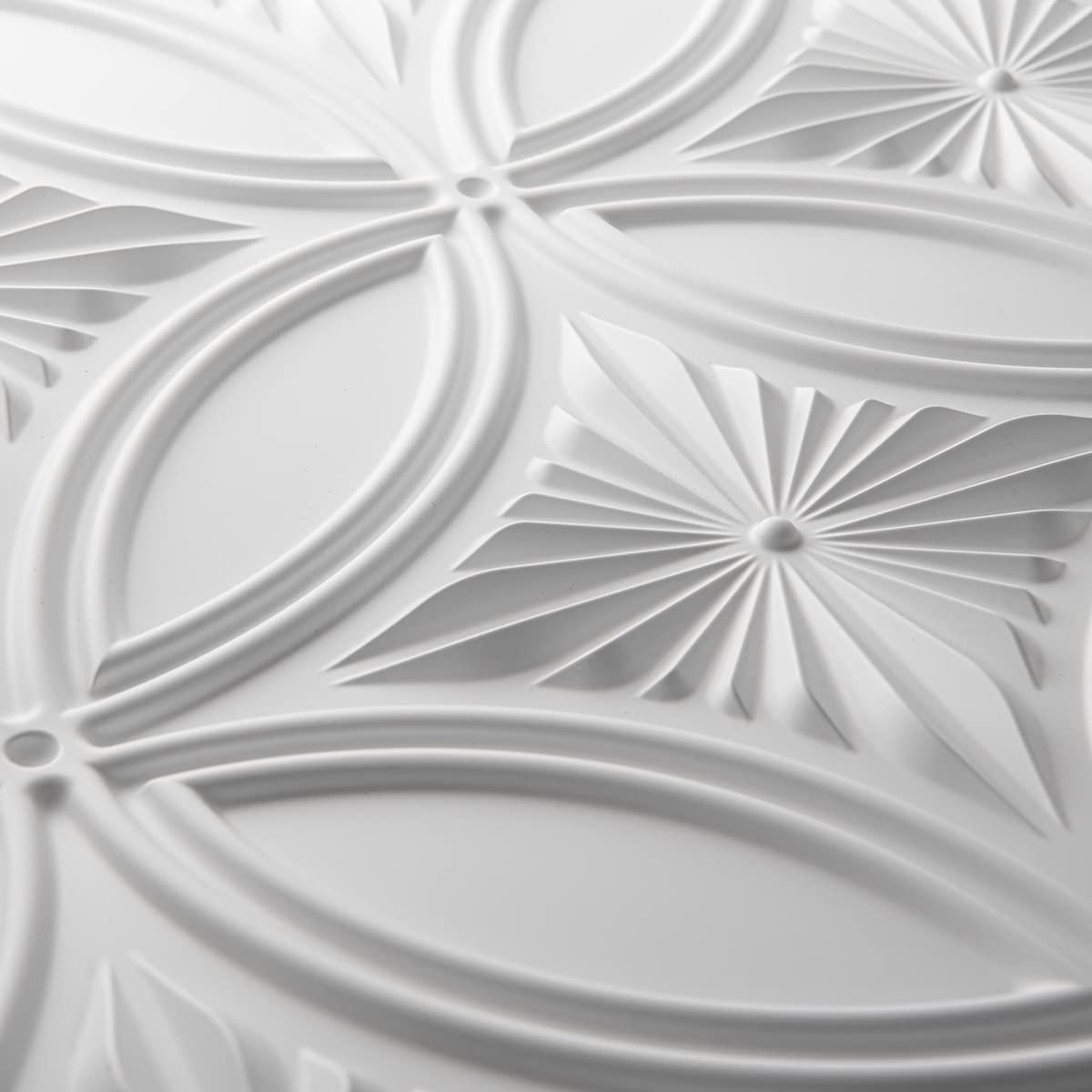 Art3d 12-Pack Glue-up or Lay in Ceiling Tile, 2ft x 2ft PVC Ceiling Tiles 3D Fancy Classic Style in White