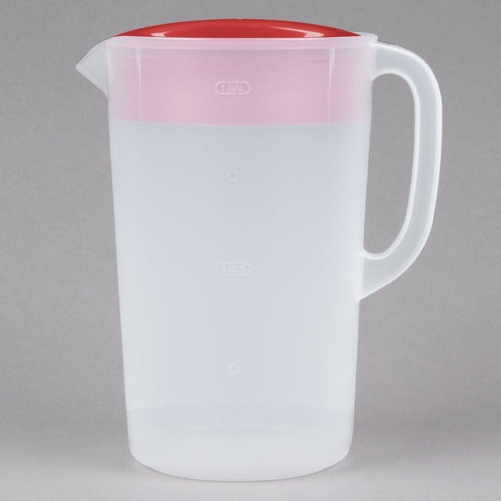 Rubbermaid Classic 1 Gallon Pitcher, 3-Position Lid, Easy Pour Red Lid