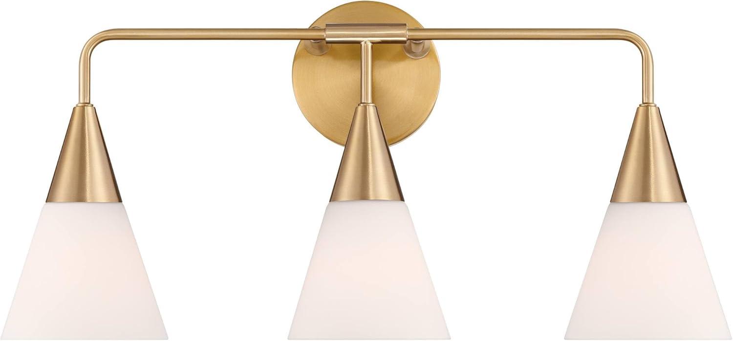 Possini Euro Design Possini Euro Amie 22" 3-Light Warm Brass and Opal Glass Bath Light