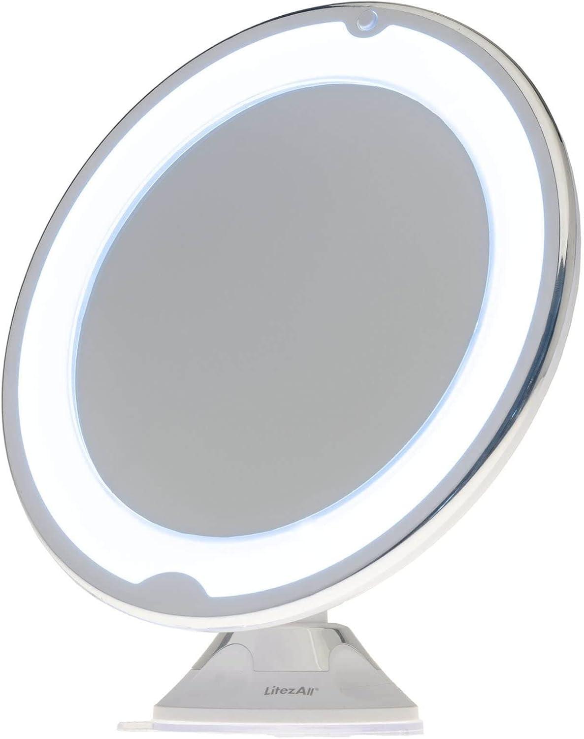 Round LED Magnifying Makeup Mirror with Suction Base