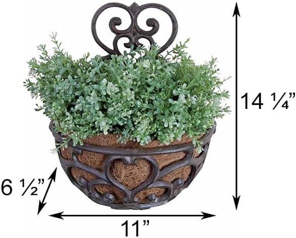 The Lakeside Collection Victorian Half-Round Wall Planter with Liner