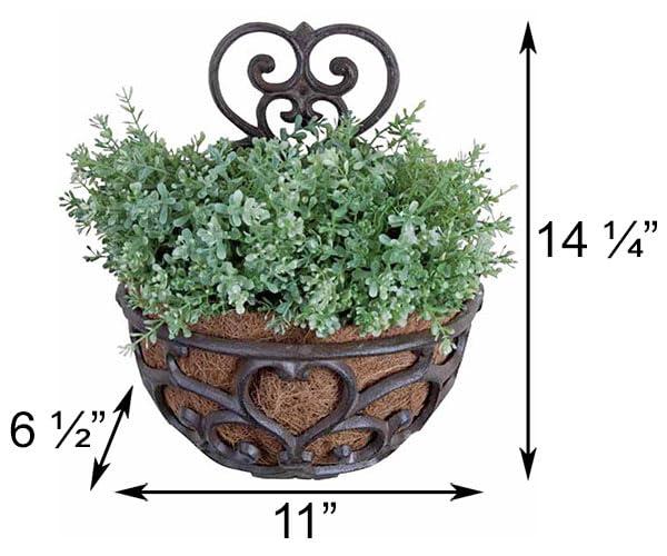 The Lakeside Collection Victorian Half-Round Wall Planter with Liner