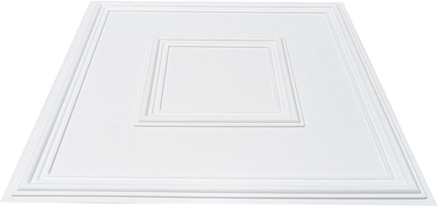 VEVOR Ceiling Tiles 12-Pack 24 x 24 in PVC Easy Installation White Geometric (Set of 12)