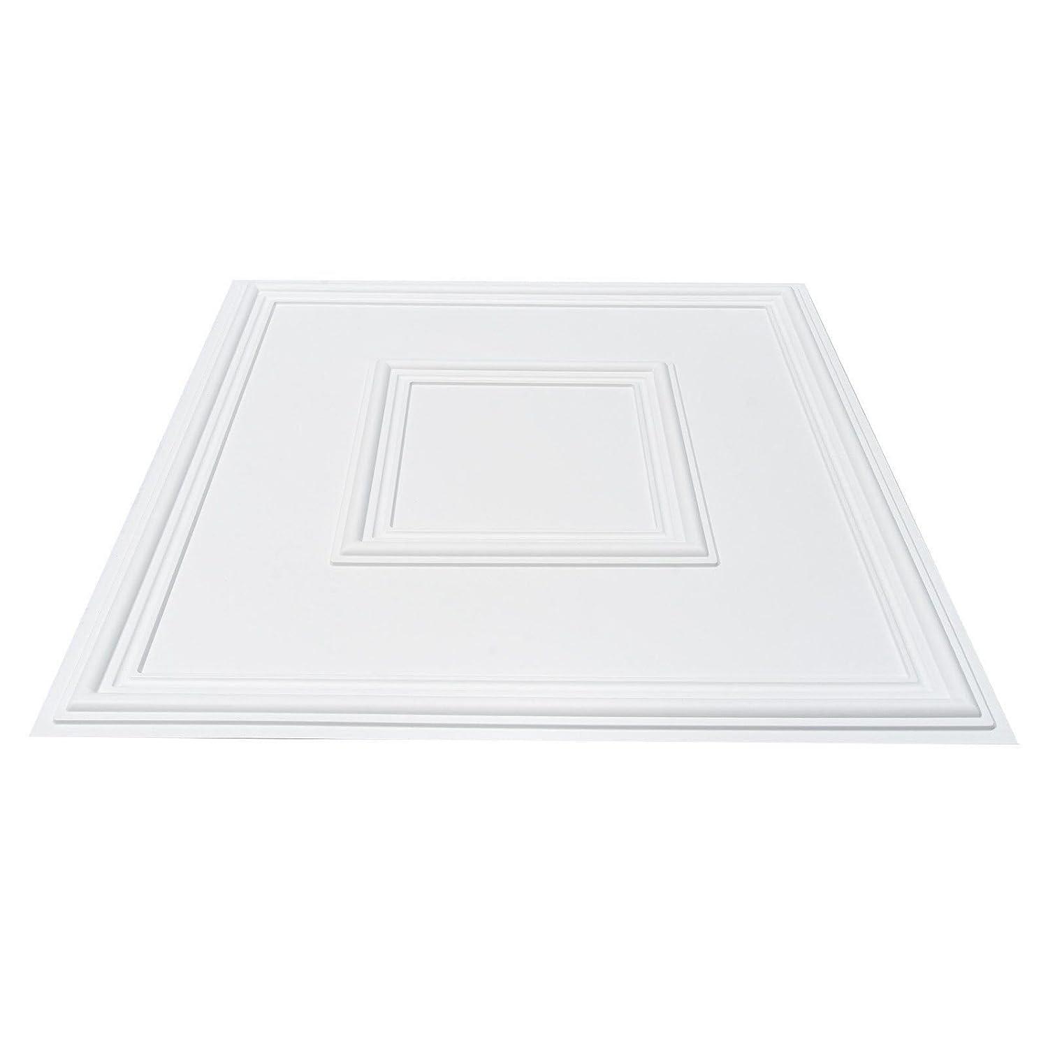 VEVOR Ceiling Tiles 12-Pack 24 x 24 in PVC Easy Installation White Geometric (Set of 12)
