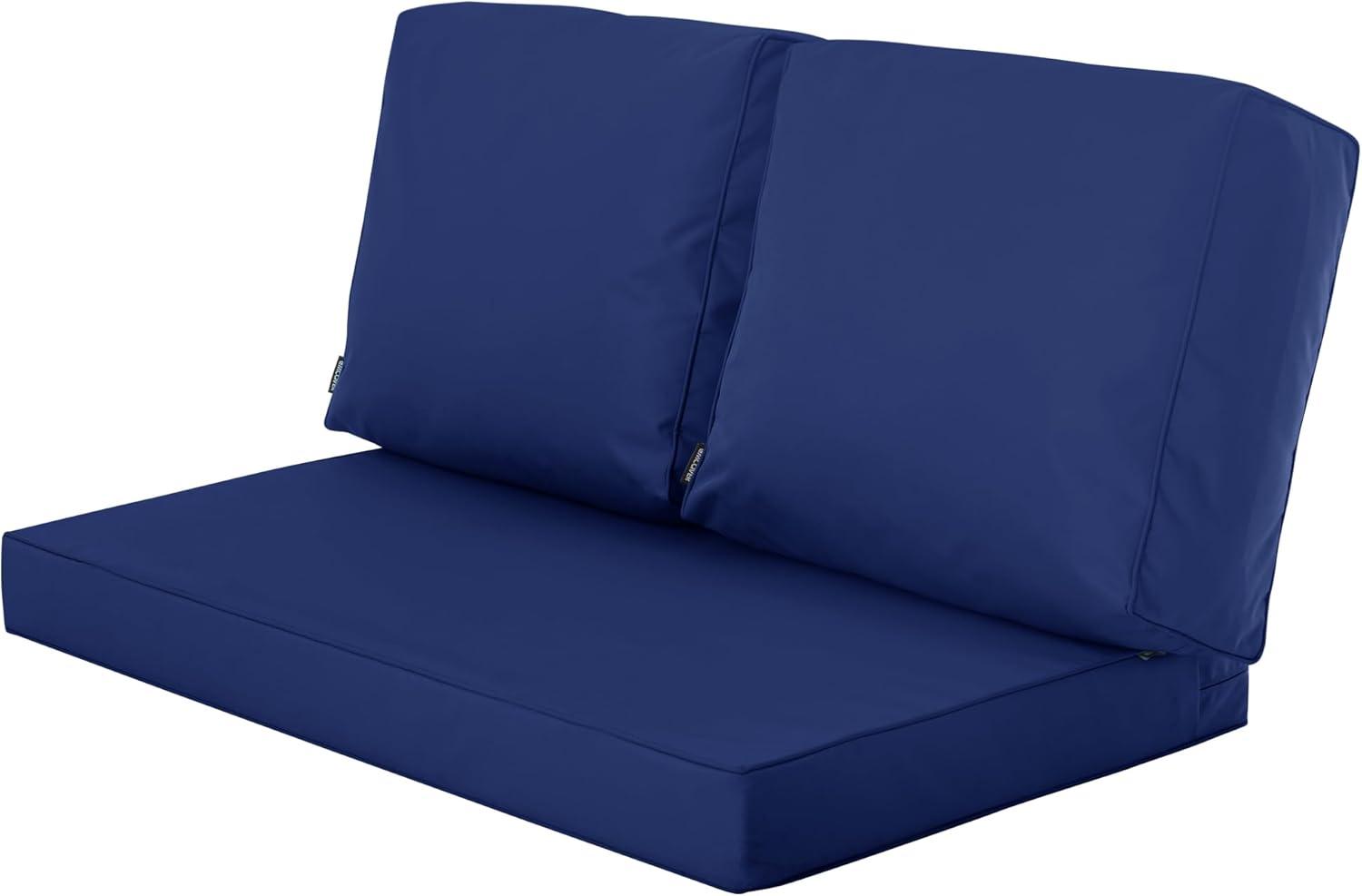 Outdoor Loveseat Cushion, Waterproof Fade & Tear Resistant Seat and Backrest Cushion Set for Patio Furniture,46x24 Inch, Navy