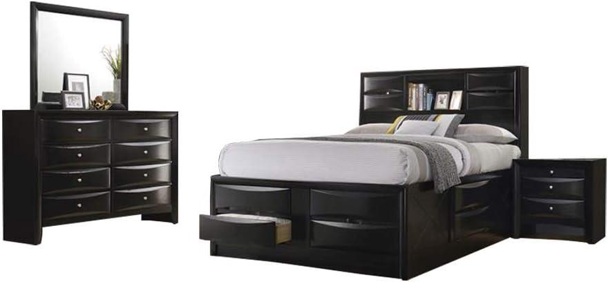 Briana Storage Bedroom Set with Bookcase Headboard Black