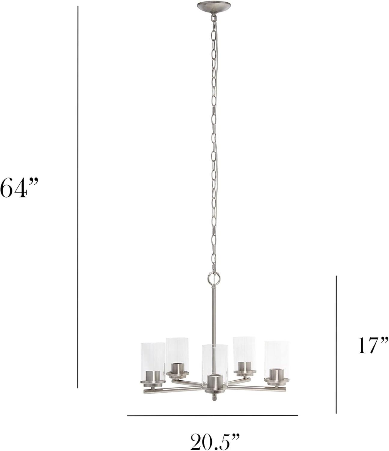 20.5" Traditional 5-Light Metal And Clear Glass Kitchen Island Foyer Hallway Dining Room Hanging Pendant Chandelier,