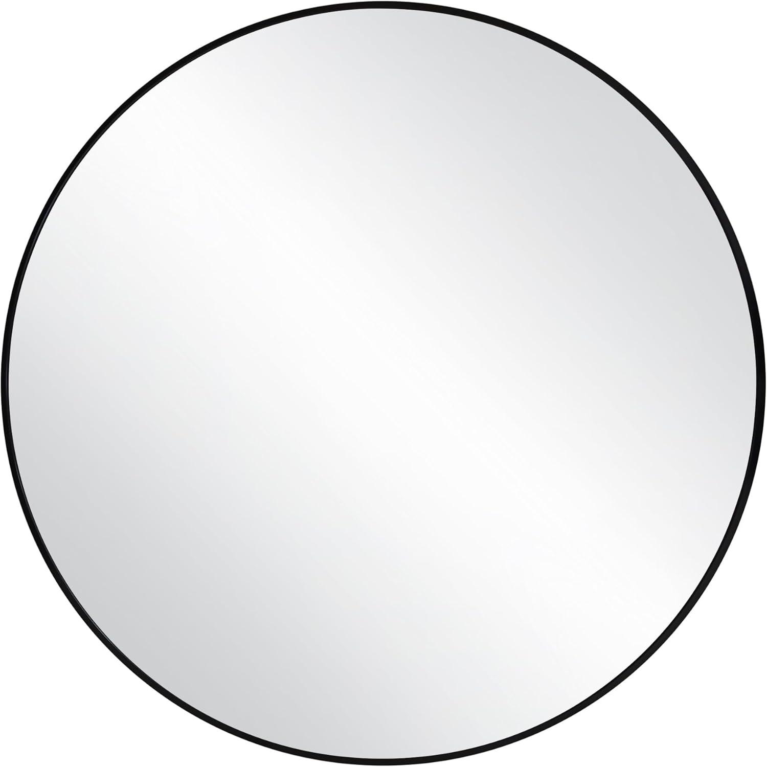 23.5 in. W x 23.5 in. H Metal Framed Flushmount Round Decorative Accent Bathroom Vanity Mirror with Black Frame