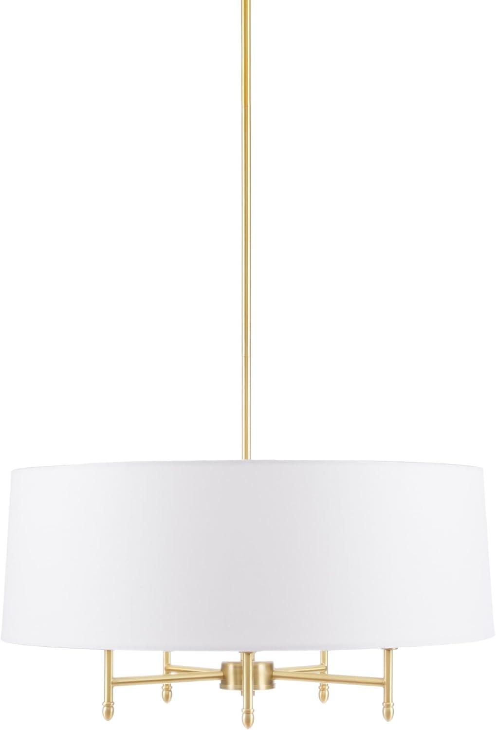 Hampton Hill Presidio 5-Light Dimmable Chandelier with Drum-shaped Fabric Shade & Adjustable Height
